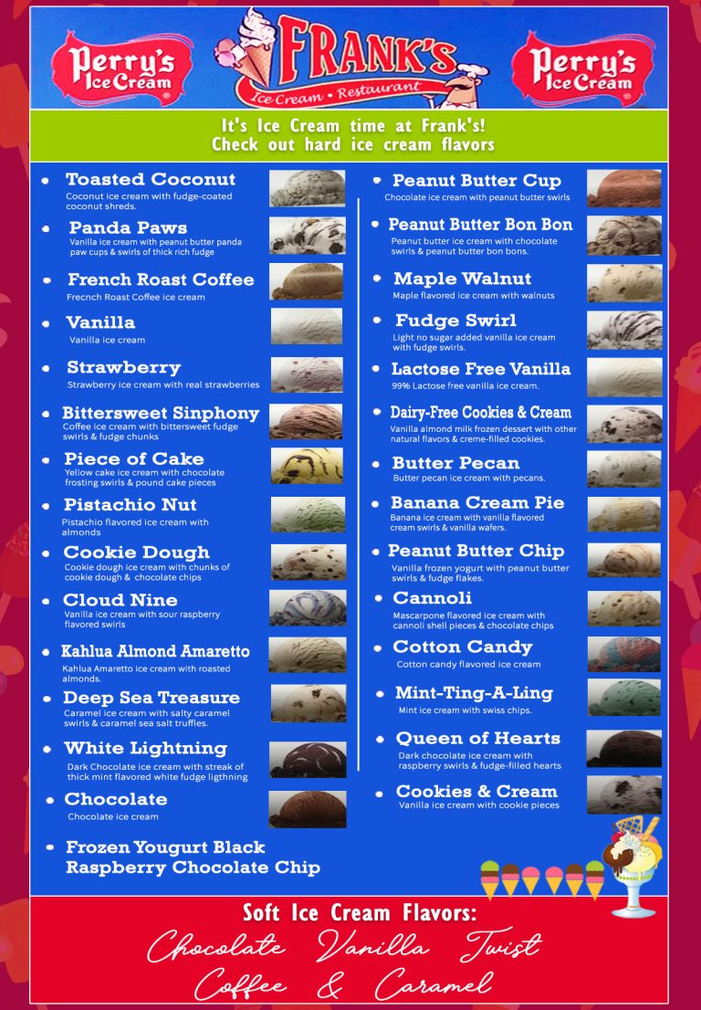 Ice Cream Flavors Franks Ice Cream Restaurant